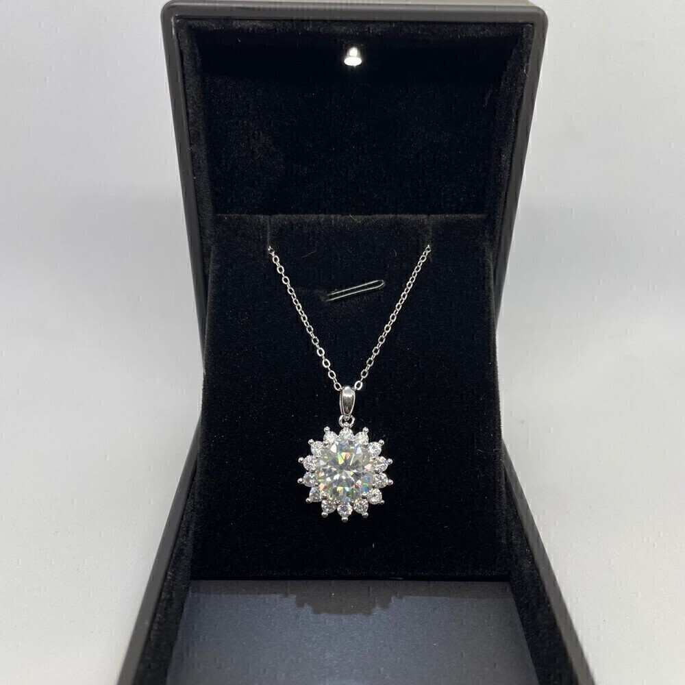 Huge Moissanite Diamond Pendant Necklace 5 Carat S925 Chain - Picture 6 of 12